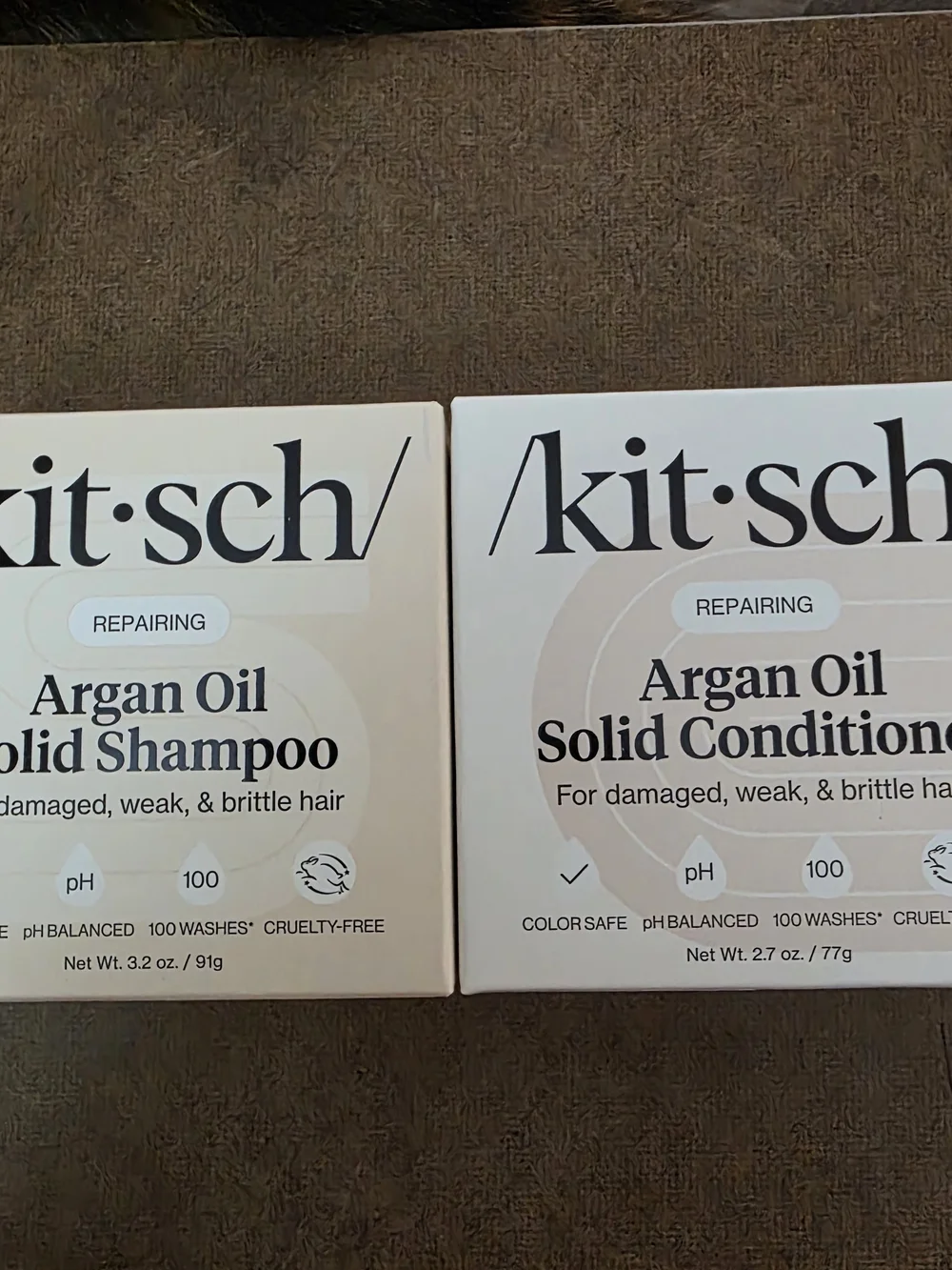 Kitsch Argan Oil Solid Shampoo & Conditioner Set - Cream Beige